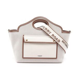 Burberry SFT POCKET TOTE Canvas Leather Tote Bag